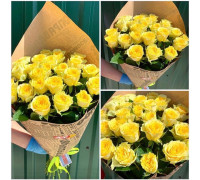 Bouquet of 25 yellow roses 60 cm!