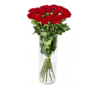 21 Красная роза 40 см в вазе. Букет из красных роз в вазе 21 шт. (Голландия)