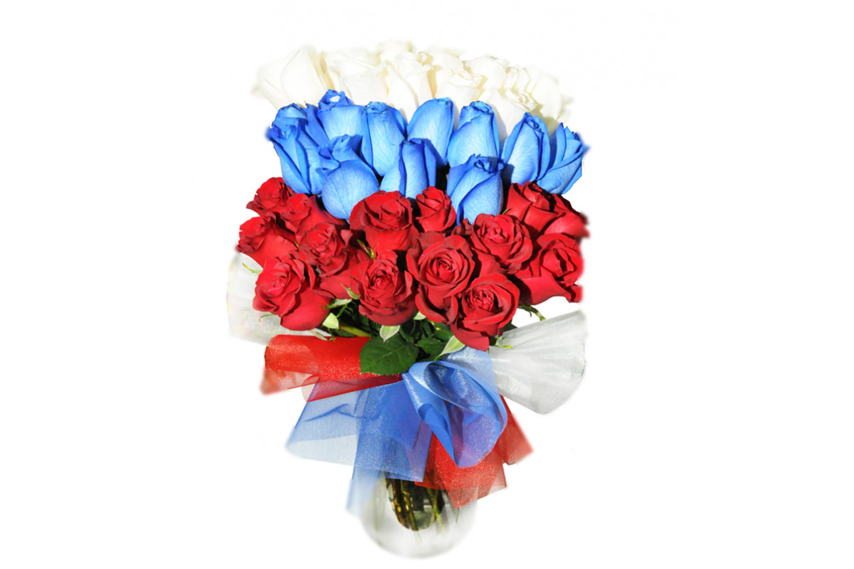 Букет в цветах российского флага заказ цветов с доставкой в таразе