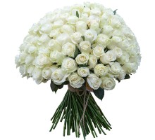 Розы Вайт Наоми (White Naomi) 60 см. Букет роз 91 шт. (Эквадор)