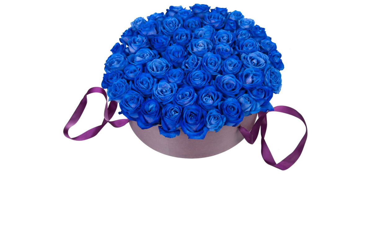 Синие розы в коробке