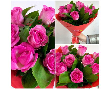 Bouquet of pink roses with greenery!