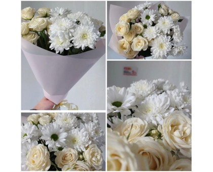 A bouquet of spray roses and chrysanthemums!