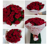  41 red rose in kraft paper!