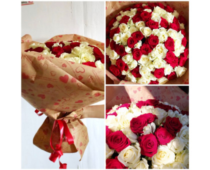 101 red and white roses 40 cm!